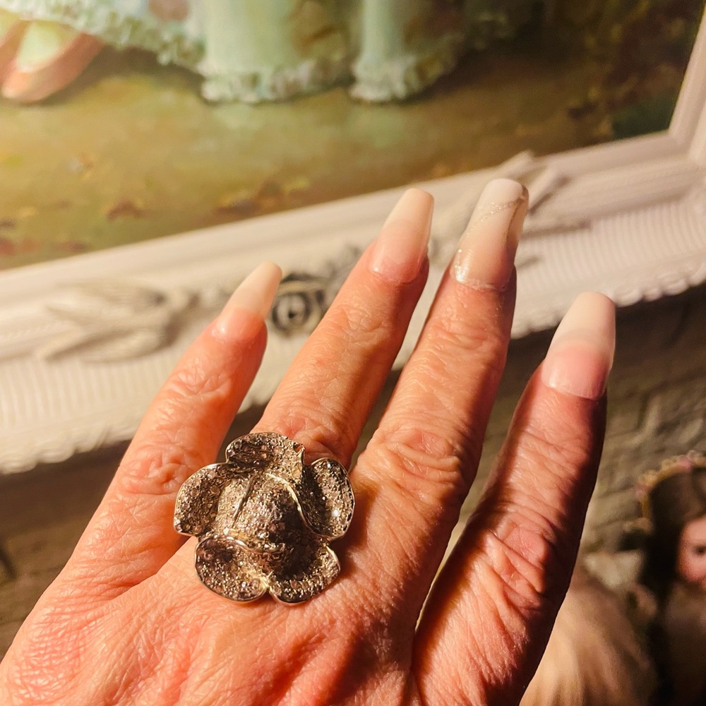 Diamond and sterling silver ring
